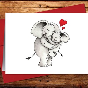 Cartes de vœux, Cartes de vœux vierges, Carte d’amitié, Carte animal, Carte faite à la main, Carte éléphant