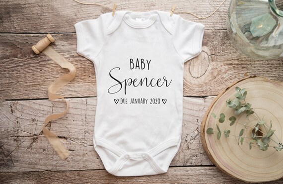 Personalised Baby Vest Bodysuit Romper Gift Name Baby Shower Pregnancy Announcement
