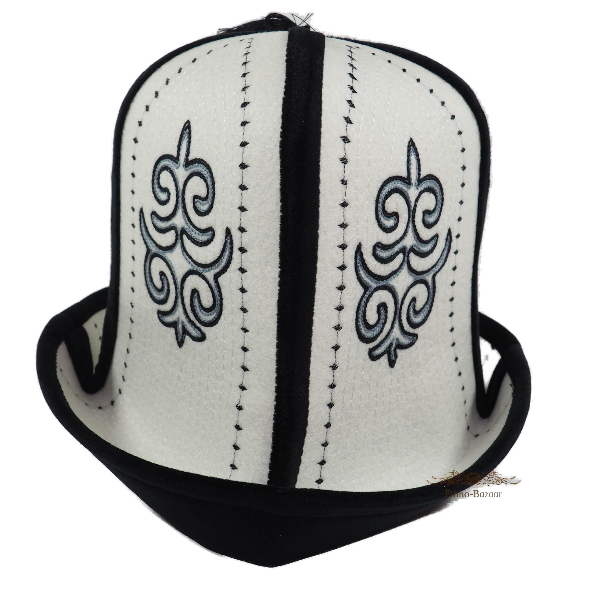 キルギスの民族衣装、カルパック帽子、フェルトフリース、ベルベット