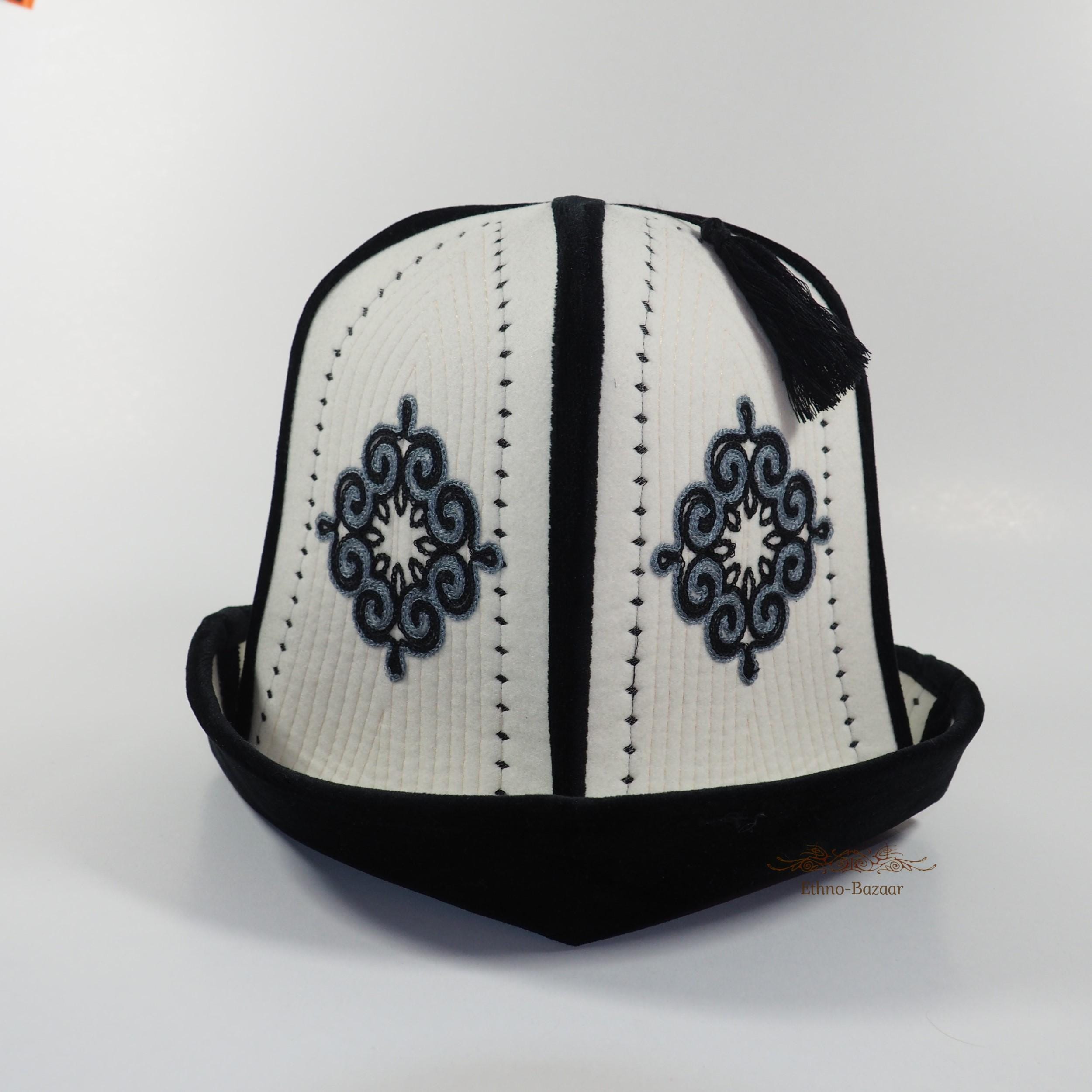 プレミアム民族カルパック帽子キャップベルベットキルギス遊牧民