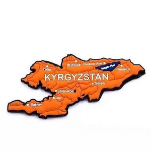 Mapa Kirgistanu 3D magnes górski koczowniczy tryb życia Kirgiz lodówka kuchnia kolekcjonerska Azja Jedwabny Szlak podróż wycieczka pamiątka mały pomysł na prezent przyjaciel