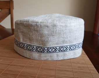 Casquette en lin kufi kipa pilulier taqiyah fez tubeteika takke kente casquette fumeur koofi kippa kuchi sans bord végétalien yoga hommes femme chapeau chapeaux