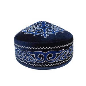 Man navy skullcap 57-58cm kufi pillbox kippah taqiyah tubeteika kuchi kipa fez takke kente smoking cap ethnic yurt vegan yoga hat headwear