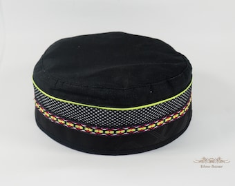 Casquette kufi en lin noire kipa pilulier taqiyah fez tubeteika kente takke casquette fumeur kippa kuchi yoga cadeau lui hommes femmes chapeau chapeaux aérés