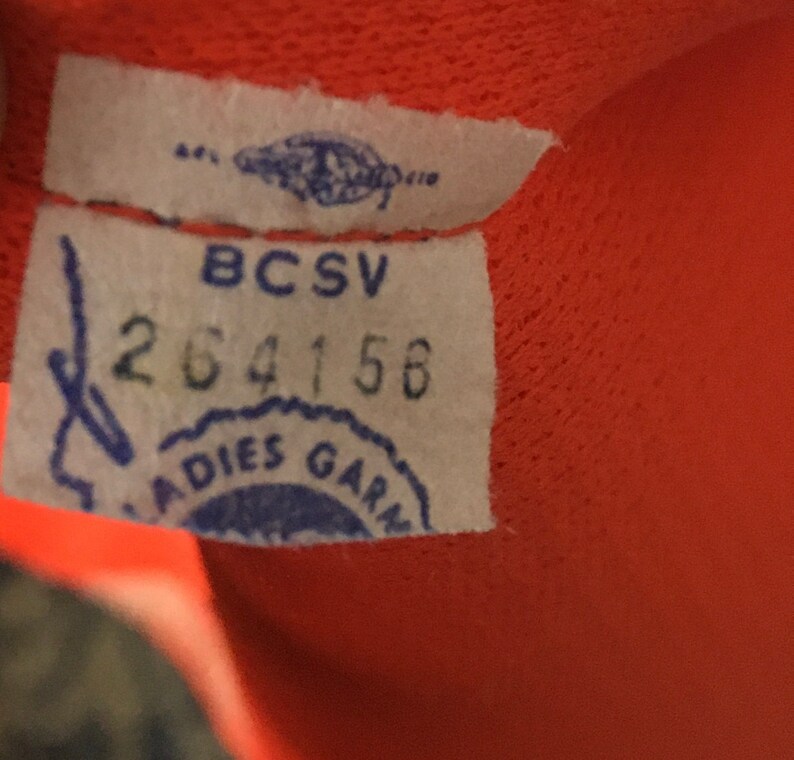 Vtg 1960s/1970s Orange and Navy Polka Dot Dress Intl Ladies Garment ILGWU BCSV 264156 image 10