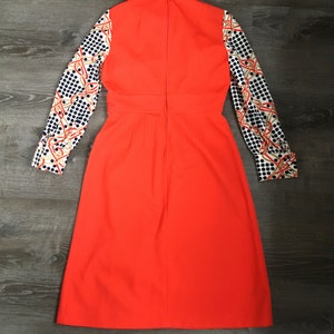 Vtg 1960s/1970s Orange and Navy Polka Dot Dress Intl Ladies Garment ILGWU BCSV 264156 image 8