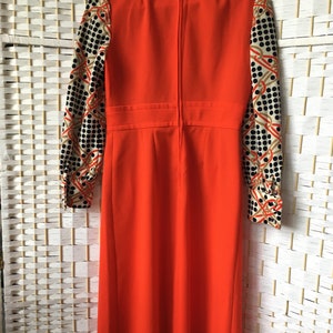 Vtg 1960s/1970s Orange and Navy Polka Dot Dress Intl Ladies Garment ILGWU BCSV 264156 image 3