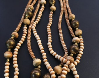 Vtg Brass Multi-strand Round Beaded Tribal/Boho style Necklace