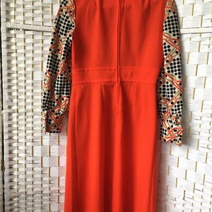 Vtg 1960s/1970s Orange and Navy Polka Dot Dress Intl Ladies Garment ILGWU BCSV 264156 image 5