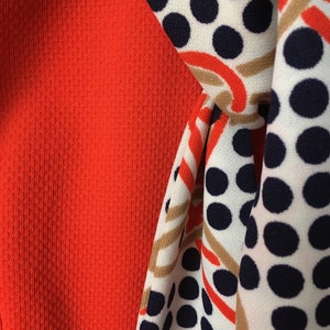 Vtg 1960s/1970s Orange and Navy Polka Dot Dress Intl Ladies Garment ILGWU BCSV 264156 image 6