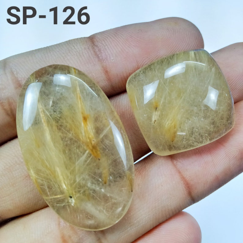 Golden Rutile Natural Cabochon Semi Precious Loose Jewelry Making Gemstone