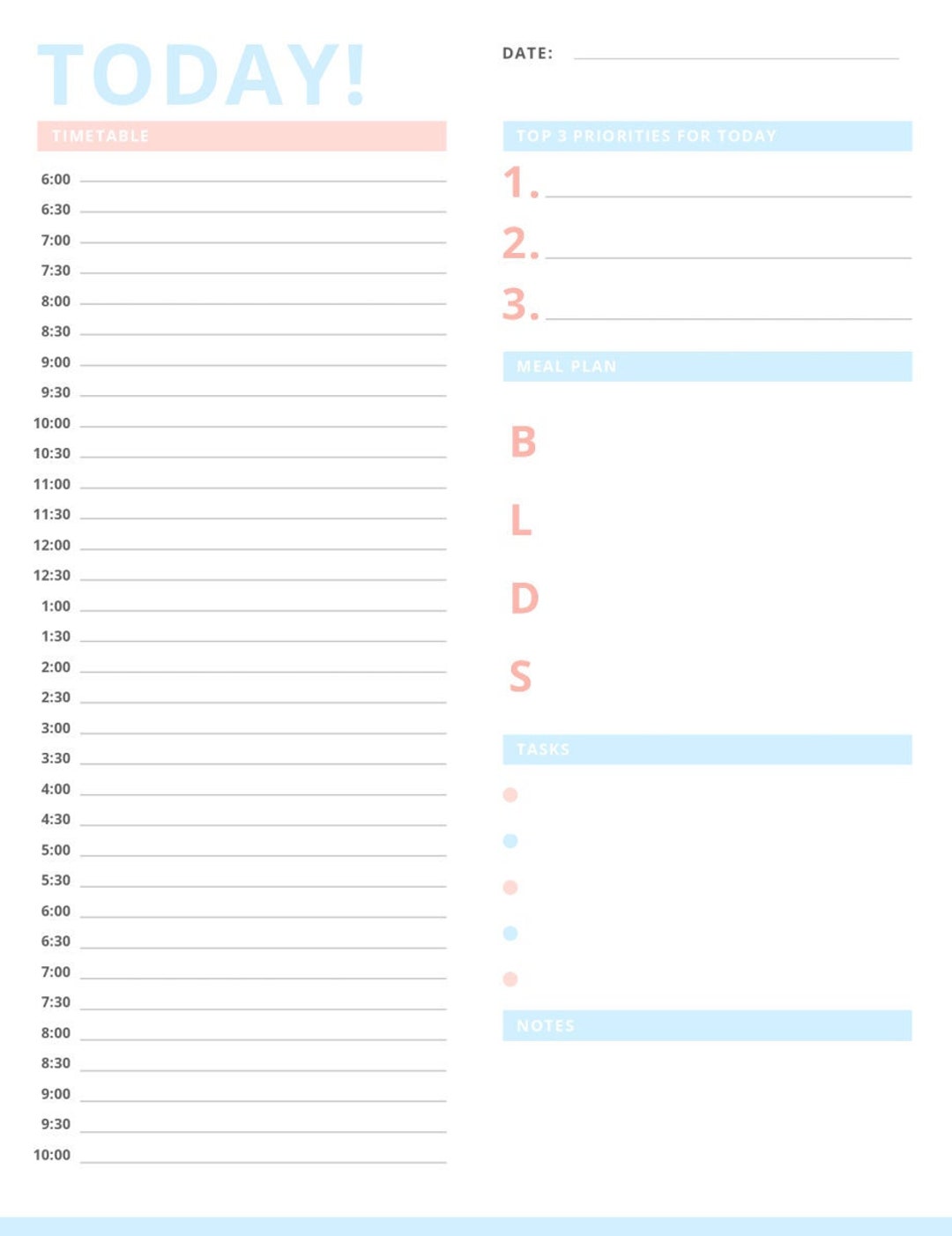 Printable PDF Hourly Daily TO DO List and Tracker - Etsy