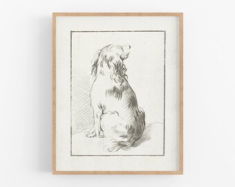 Seated Dog Art Etsy