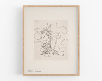 French Porcelain Flower Sketch Art Print / Botanical Art / Art Print / Vintage Botanical / Flower Drawing / Flower Art / French Art