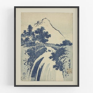 Japanese waterfall art / vintage art / art print / japanese art / waterfall art / asian art print / wall decor / chinoiserie art / art print