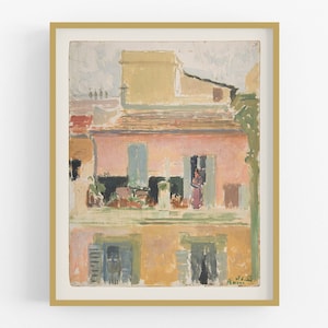 Terrace of a building in rome art print / vintage art / europe art / wall decor / rome art / italian art / italy art / european art / art
