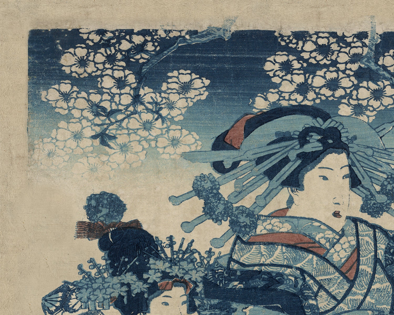Set of Two Blue Japanese Women Art Prints / Vintage Art / Etsy