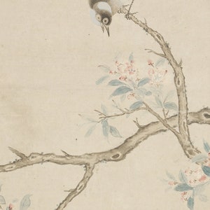 Birds in a crab-apple tree chinoiserie art print / vintage art / chinese art / bird art / wall decor / asian art / chinoiserie art / art image 3