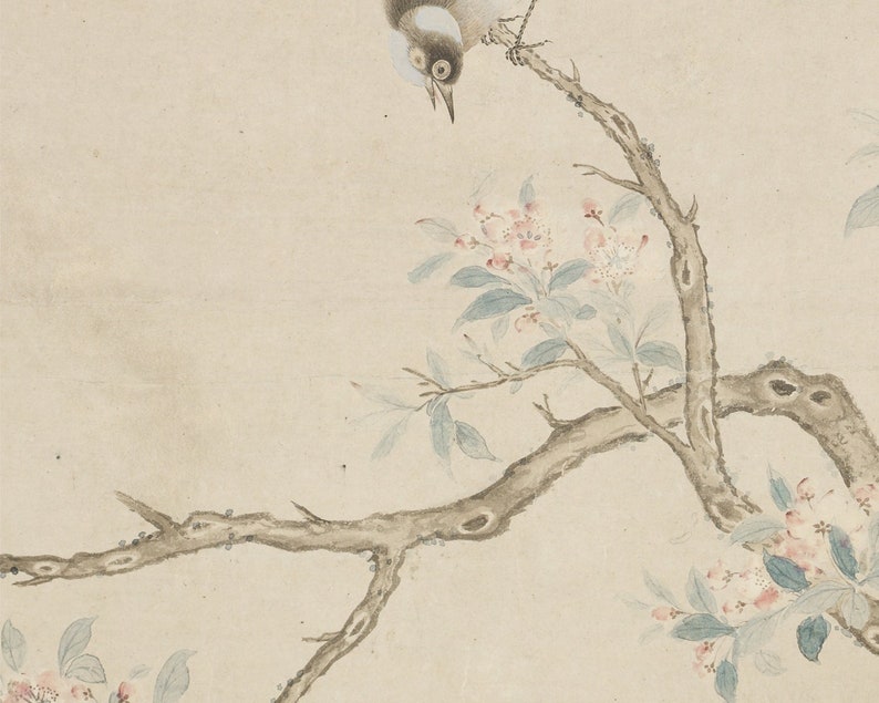 Birds in a crab-apple tree chinoiserie art print / vintage art / chinese art / bird art / wall decor / asian art / chinoiserie art / art image 3