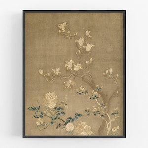 Magnolia Tree Chinoiserie Art Print / Chinese Art / Flower Art / Asian Art / Chinoiserie Art / Magnolia Art / Farmhouse Decor