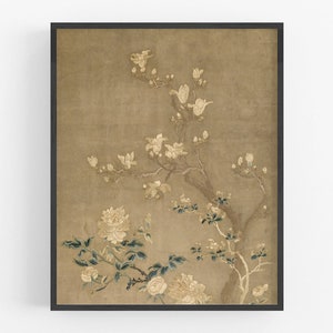 Magnolia Tree Chinoiserie Art Print / Chinese Art / Flower Art / Asian Art / Chinoiserie Art / Magnolia Art / Farmhouse Decor