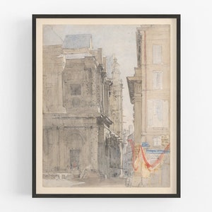 Vintage paris watercolor art / vintage art / paris art / wall decor / european art / architectural art / parisian art / watercolor art