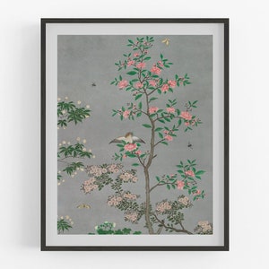 Chinese birds and branches chinoiserie art print / vintage art / chinese art / bird art / wall decor / asian art / chinoiserie art / art