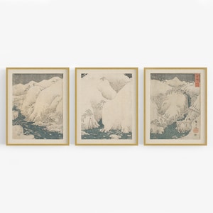 Triptych Set of Three Japanese Mountain Art Prints / Art / Japanese Art / Asian Art / Wall Decor /  Japanese Art / Chinoiserie