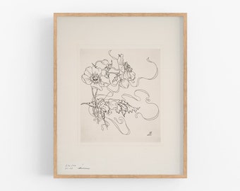 Franskt porslinstryck med blommig prästkrage och bred kant