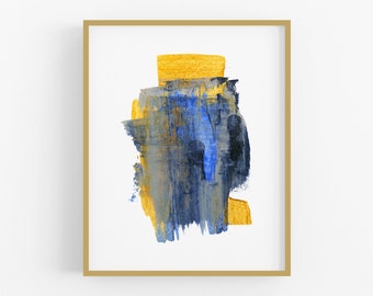 Blue & Mustard Abstract Watercolor Art Print, No. 1 / Abstract Art / Wall Decor / Modern Art / Abstract Watercolor / Watercolor Painting