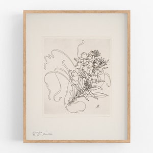 French porcelain flower sketch art print / botanical art / art print / vintage botanical / flower print / flower art / wall decor / art