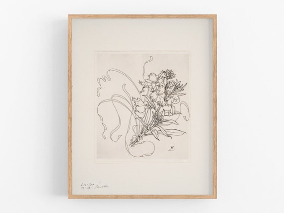 French Porcelain Flower Sketch with Wide Border Art Print #2