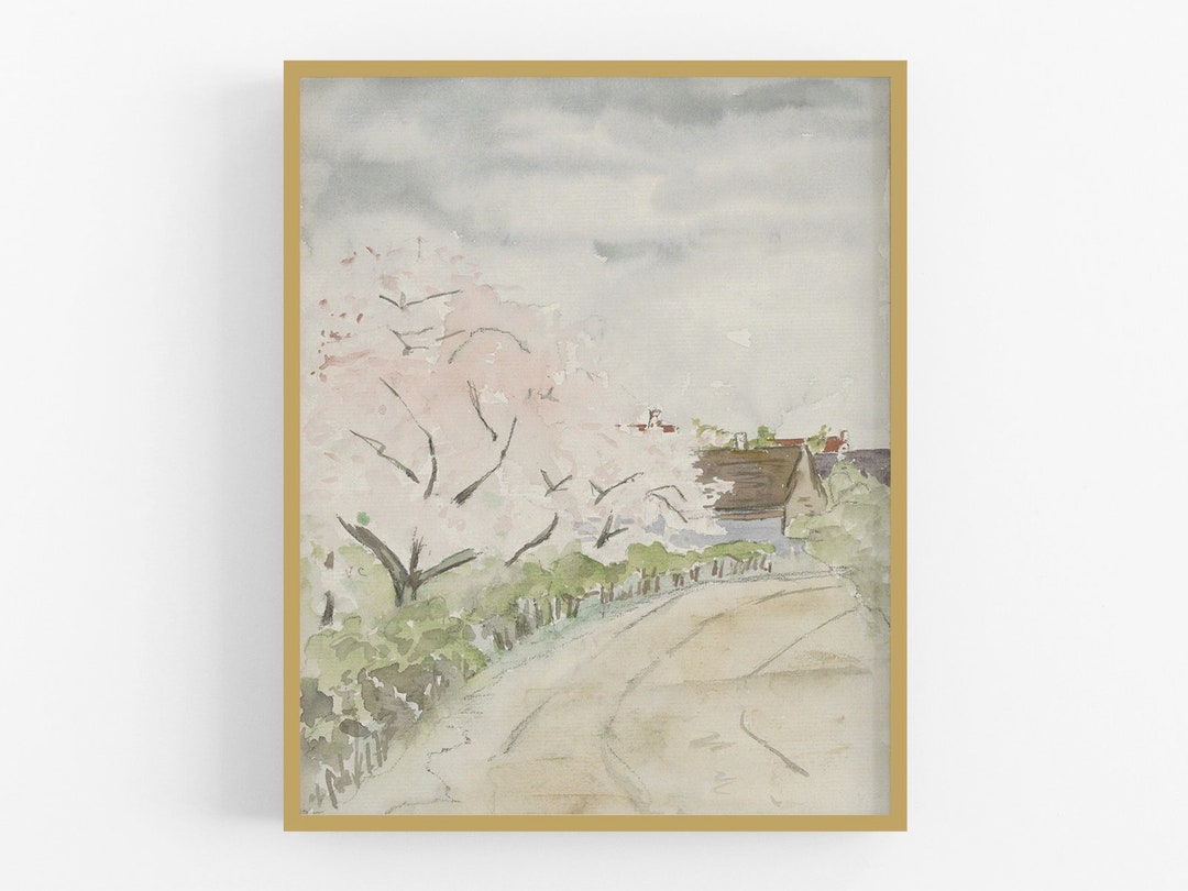 Country Road Landscape / Vintage Art / European Art / Vintage Painting