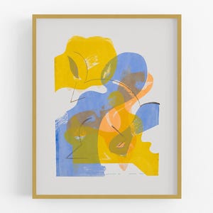 Modern Abstract Screen Print in Yellow and Blue Art Print