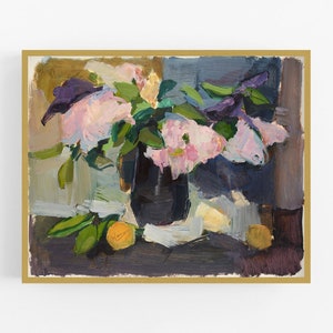 Stillleben mit Pfingstrosen Art Print / rosa Blume Kunst / Blumen Kunst / Blumenmalerei / Wand-Dekor / Blumen-Ölgemälde / rosa Kunst / Kunst
