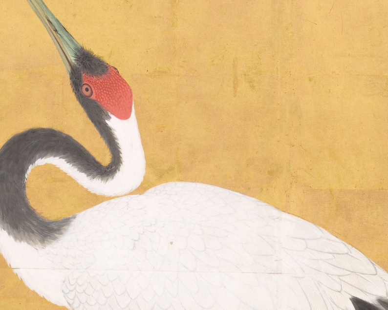 Japanese crane art print / vintage art / asian bird art / asian art / japanese crane art / chinoiserie / bird art / wall decor / art image 3