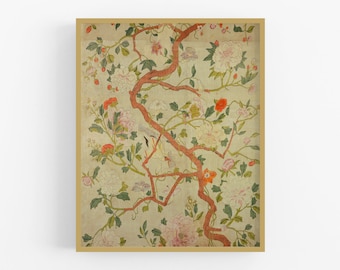 Chinese Birds and Foliage Chinoiserie Art Print / Vintage Art / Chinese Art / Bird Art / Wall Decor / Asian Art / Chinoiserie Art / Art