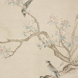 Birds in a crab-apple tree chinoiserie art print / vintage art / chinese art / bird art / wall decor / asian art / chinoiserie art / art image 2