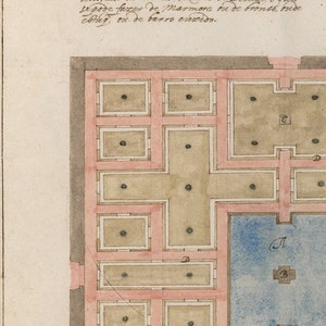 Set of Two Spanish Palace Garden Plan Art Prints / Vintage Art / Europe Art / Wall Decor / Garden Art / Garden Plans / Architectural Art image 4