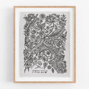 Nederlandse bloemmotief ets in zwart-wit kunstdruk #76