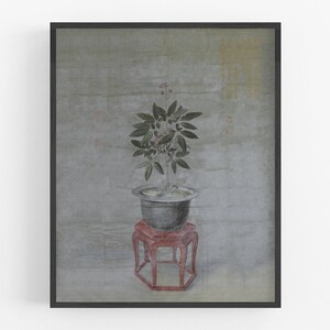Chinese Ginseng Potted Flower Chinoiserie Art Print