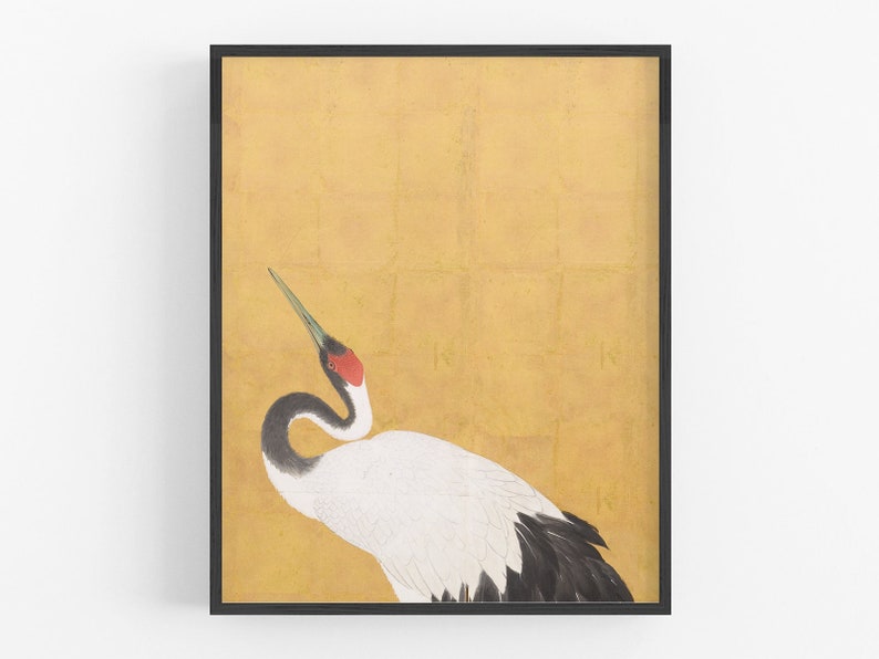 Japanese crane art print / vintage art / asian bird art / asian art / japanese crane art / chinoiserie / bird art / wall decor / art image 1