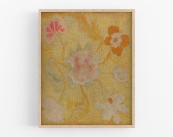 Textile design art print / vintage art / wall decor / farmhouse art / flower art / textile art / design art / flower design / flower print