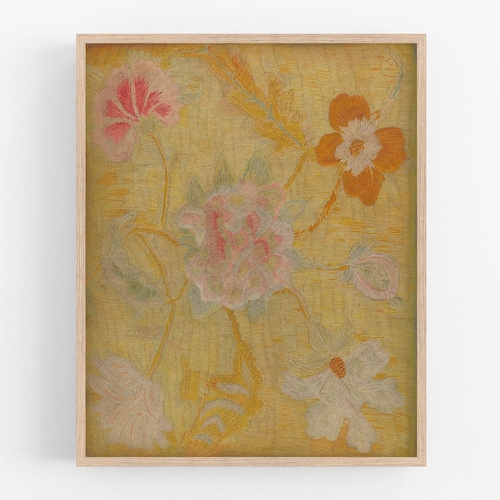 Textile Flower Embroidery Design Art Print