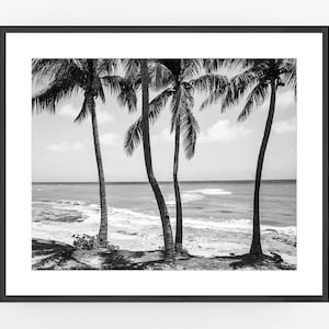 Beach in Montego Bay Jamaica, Travel Gallery Wall B&W Photo Print
