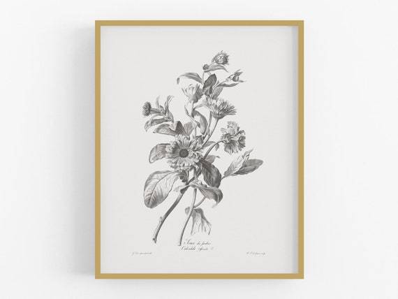 花のバスケット マリネラート技法 絵画 レスリー・セイヤー「バスケットの花束」版画30.1×30.3cm