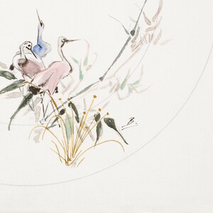 French herons sketch for a porcelain plate / botanical art / art print / french art / flower print / bird art / wall decor / sketch image 3