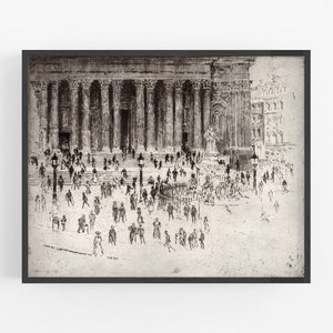 London plaza art print /  art / england art / europe art / wall decor /  etching / antique art / etchings / london art / art