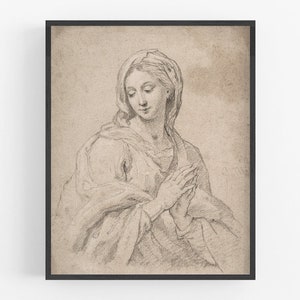 Madonna art print /  art / madonna art / europe art / wall decor /  drawing / antique art / sketch / french art / art