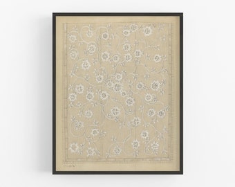 Lace Art Print / Sketch of a Bedspread Design /  Art / Wall Decor / European Art / Textile Design / Lace Drawing / Farmhouse Decor